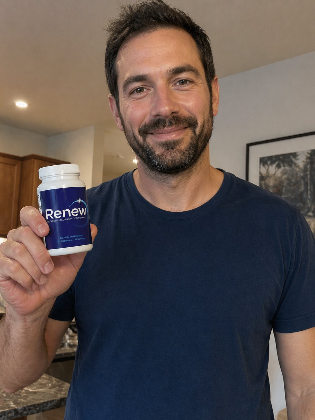 Renew customer review — man holding Renew bottle